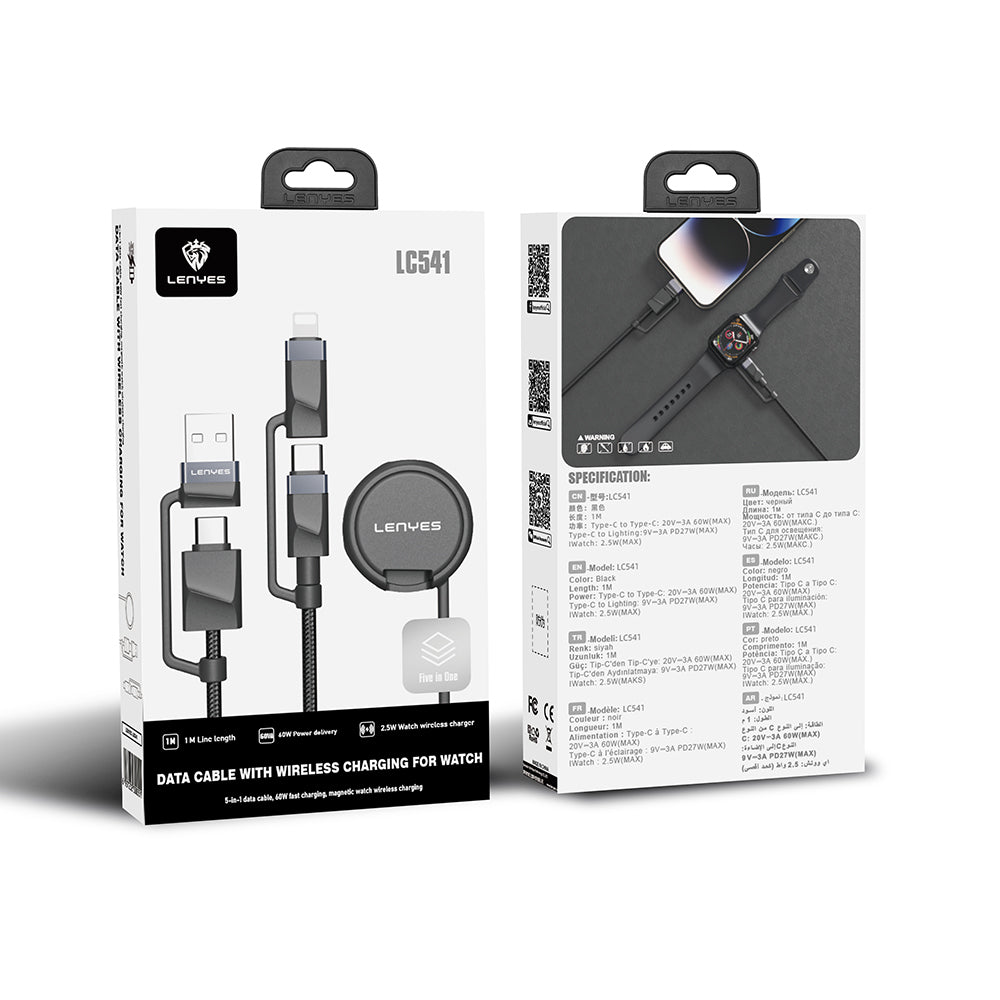 Lenyes LC541 USB-A + Type-C to Lightning – Type-C – Akıllı Saat Şarj Kablosu 60W 1M Lenyes LC541 USB-A + Type-C to Lightning – Type-C – Akıllı Saat Şarj Kablosu 60W 1M